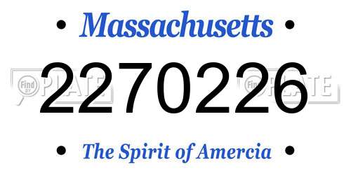2270226 Massachusetts License Plate