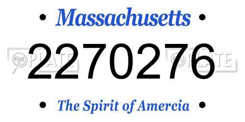 2270276 Massachusetts License Plate