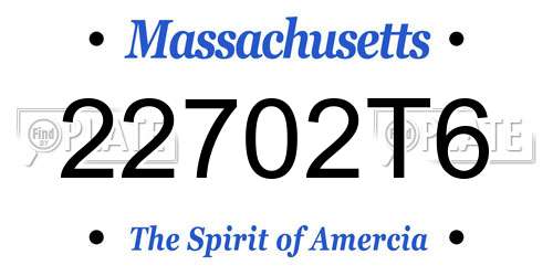 22702T6 Massachusetts License Plate