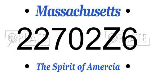 22702Z6 Massachusetts License Plate