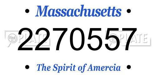 2270557 Massachusetts License Plate