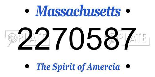 2270587 Massachusetts License Plate