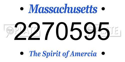 2270595 Massachusetts License Plate