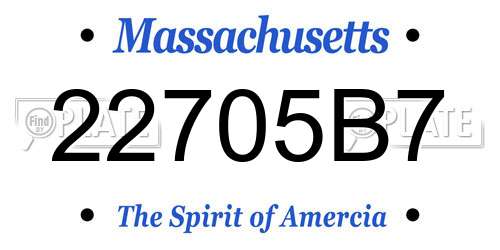 22705B7 Massachusetts License Plate
