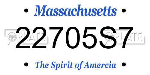 22705S7 Massachusetts License Plate
