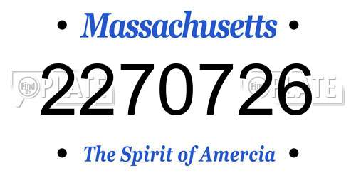 2270726 Massachusetts License Plate