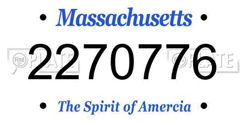 2270776 Massachusetts License Plate