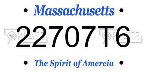 22707T6 Massachusetts License Plate