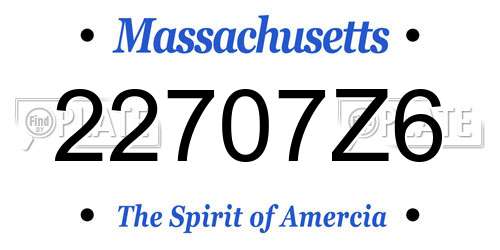 22707Z6 Massachusetts License Plate