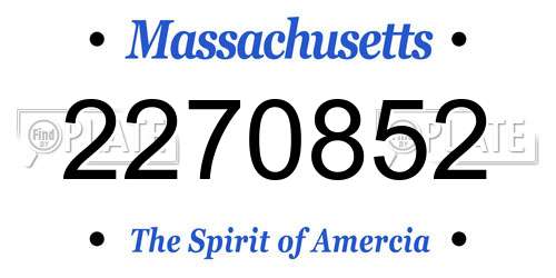 2270852 Massachusetts License Plate