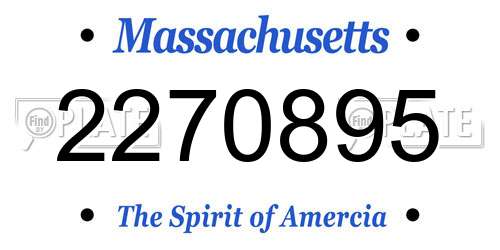 2270895 Massachusetts License Plate