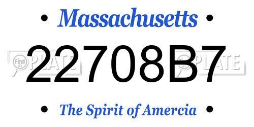 22708B7 Massachusetts License Plate
