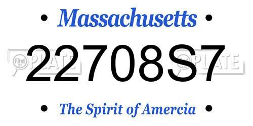 22708S7 Massachusetts License Plate