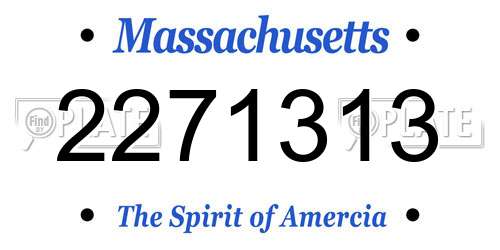 2271313 Massachusetts License Plate