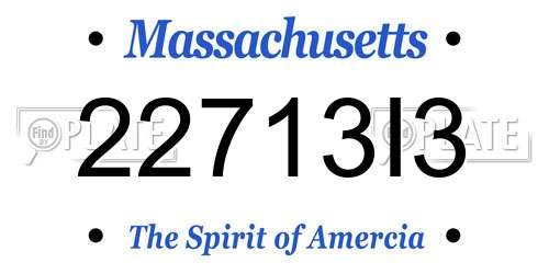 22713I3 Massachusetts License Plate