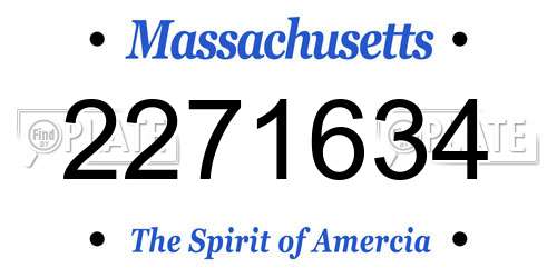 2271634 Massachusetts License Plate