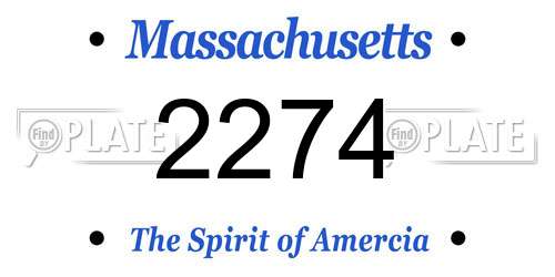2274 Massachusetts License Plate