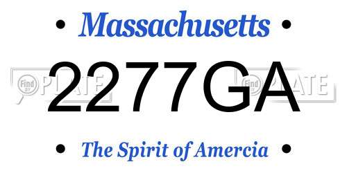2277GA Massachusetts License Plate