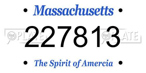 227813 Massachusetts License Plate