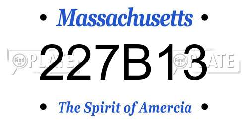 227B13 Massachusetts License Plate