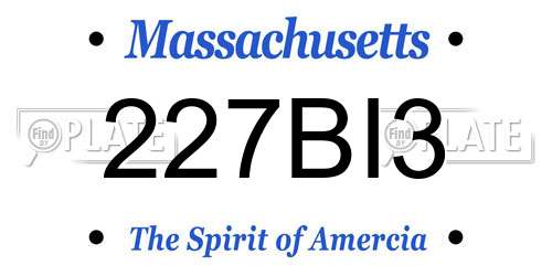 227BI3 Massachusetts License Plate