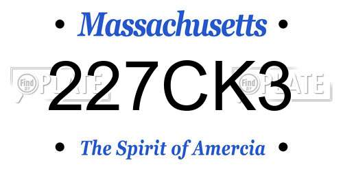 227CK3 Massachusetts License Plate