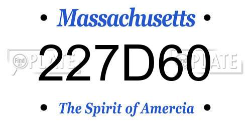227D60 Massachusetts License Plate