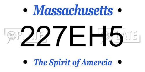 227EH5 Massachusetts License Plate