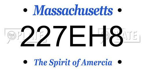 227EH8 Massachusetts License Plate