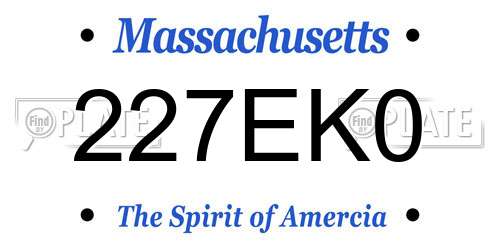 227EK0 Massachusetts License Plate