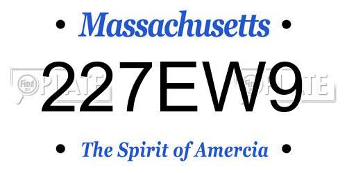 227EW9 Massachusetts License Plate