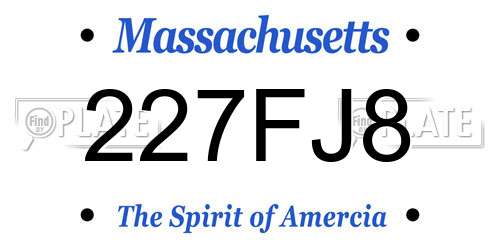 227FJ8 Massachusetts License Plate
