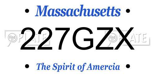 227GZX Massachusetts License Plate