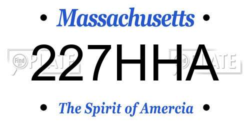 227HHA Massachusetts License Plate