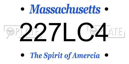 227LC4 Massachusetts License Plate