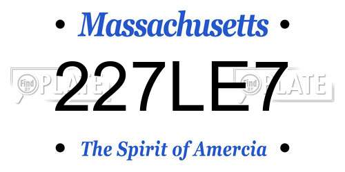 227LE7 Massachusetts License Plate