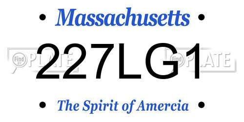 227LG1 Massachusetts License Plate