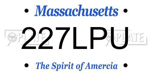 227LPU Massachusetts License Plate