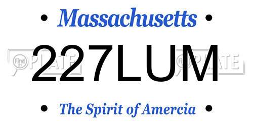 227LUM Massachusetts License Plate