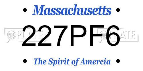 227PF6 Massachusetts License Plate