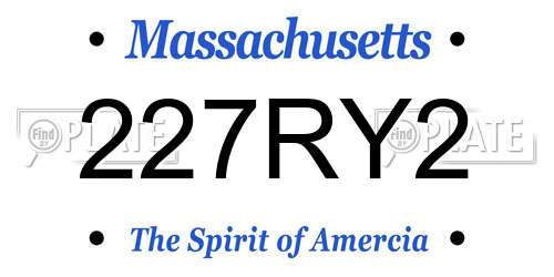 227RY2 Massachusetts License Plate