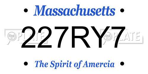 227RY7 Massachusetts License Plate