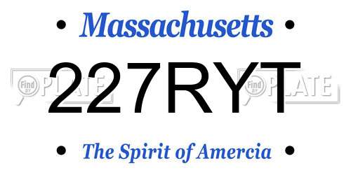 227RYT Massachusetts License Plate