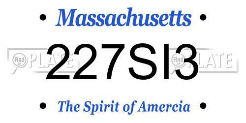 227SI3 Massachusetts License Plate