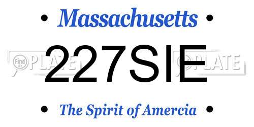 227SIE Massachusetts License Plate
