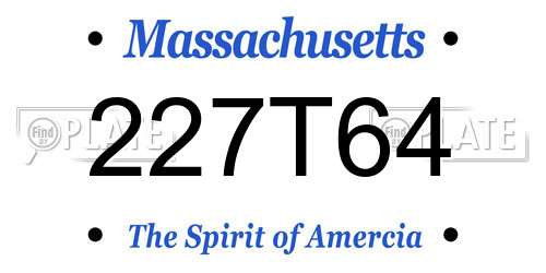 227T64 Massachusetts License Plate