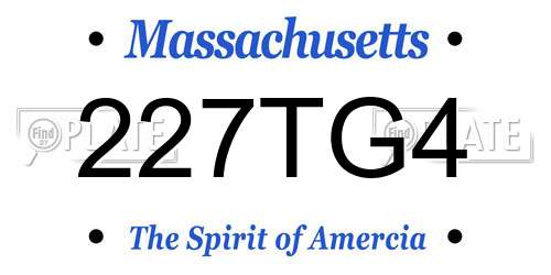 227TG4 Massachusetts License Plate