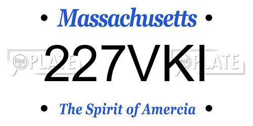 227VKI Massachusetts License Plate