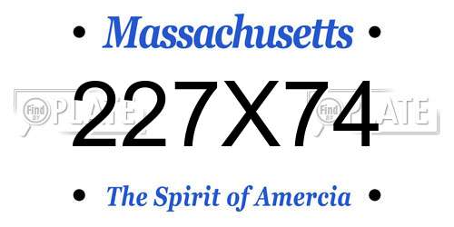 227X74 Massachusetts License Plate