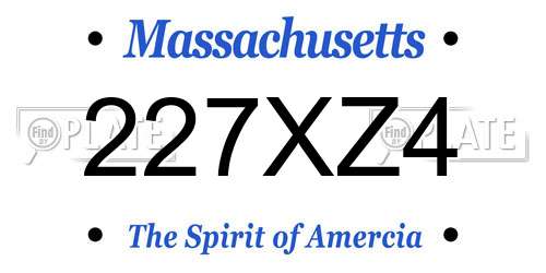 227XZ4 Massachusetts License Plate